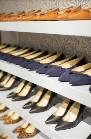 Sarah Flint shoes on display.  The luxury brand is opening its first permanent store in Nashville’s Green Hills mall.